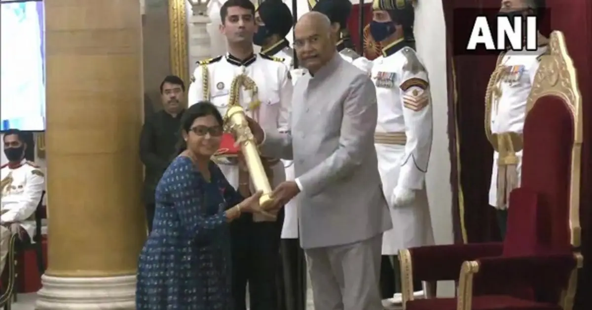 Veteran table tennis player Mouma Das conferred with Padma Shri award